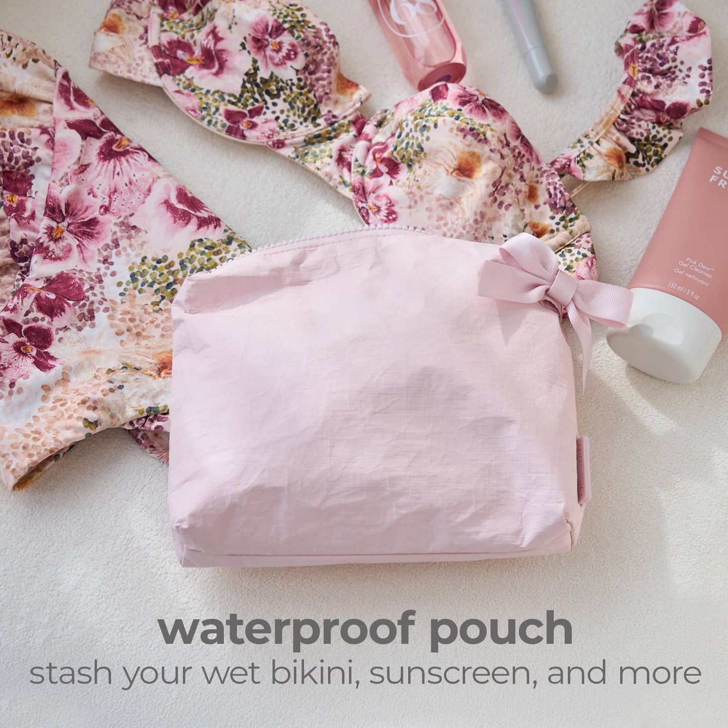Zip Bag - Pink Bow Crinkle