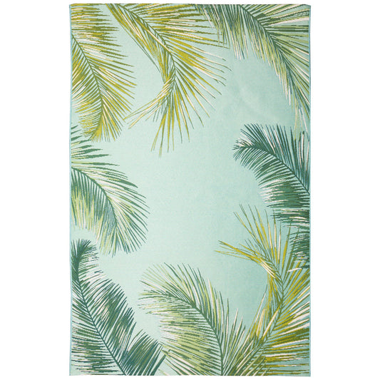 Rug - Indoor/Outdoor - Palm Border Aqua (Marina)