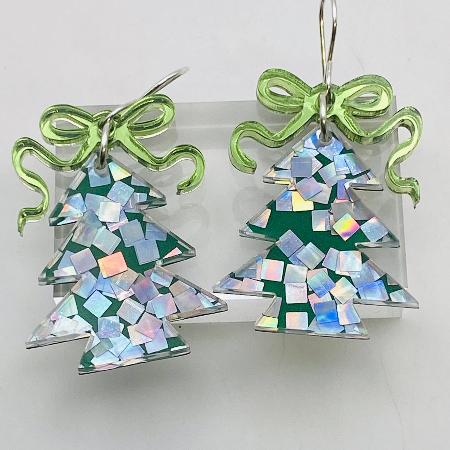 Earrings - Tree - Confetti: Green Pixie Dust 