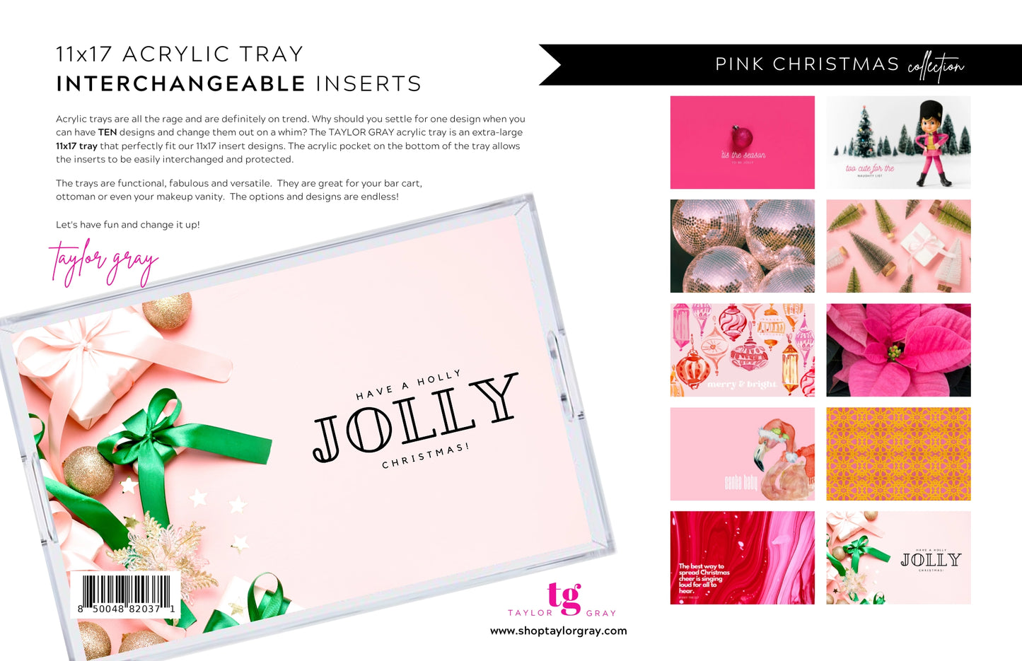 Tray Inserts - Pink Christmas