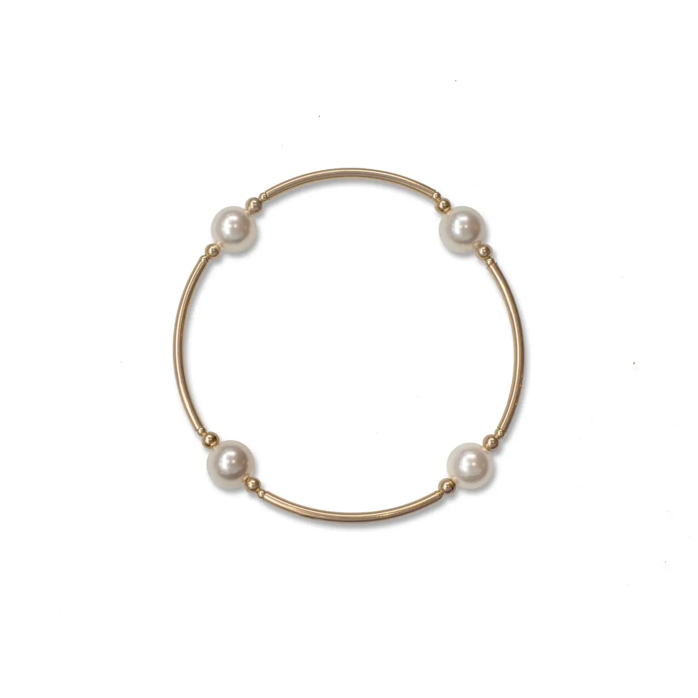 8mm White Pearl LARGE Size Blessing Bracelet with 14k Gold Filled Tubes