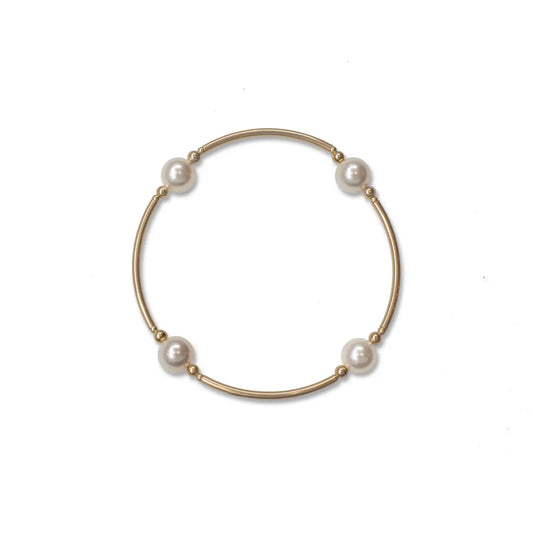 8mm White Pearl LARGE Size Blessing Bracelet with 14k Gold Filled Tubes