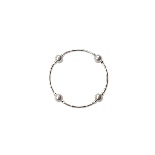 8mm Silver Pearl LARGE Size Blessing Bracelet with Sterling Silver Tubes