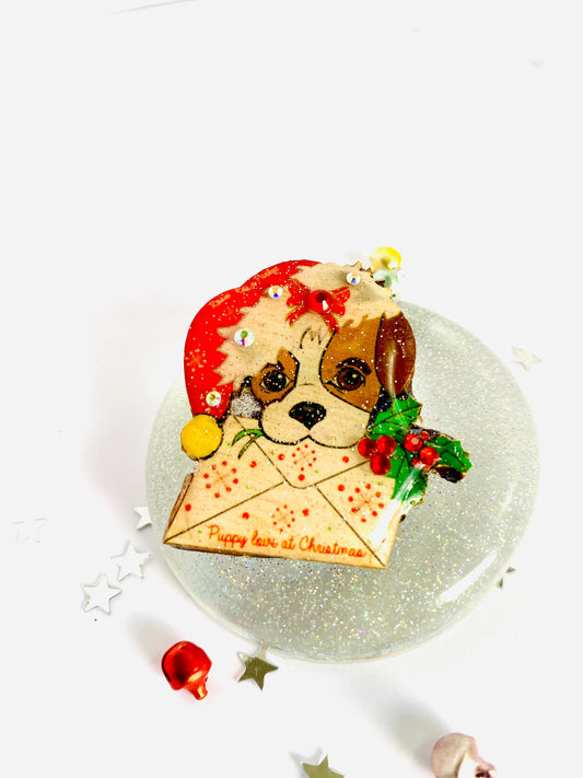 Brooch - Christmas Puppy
