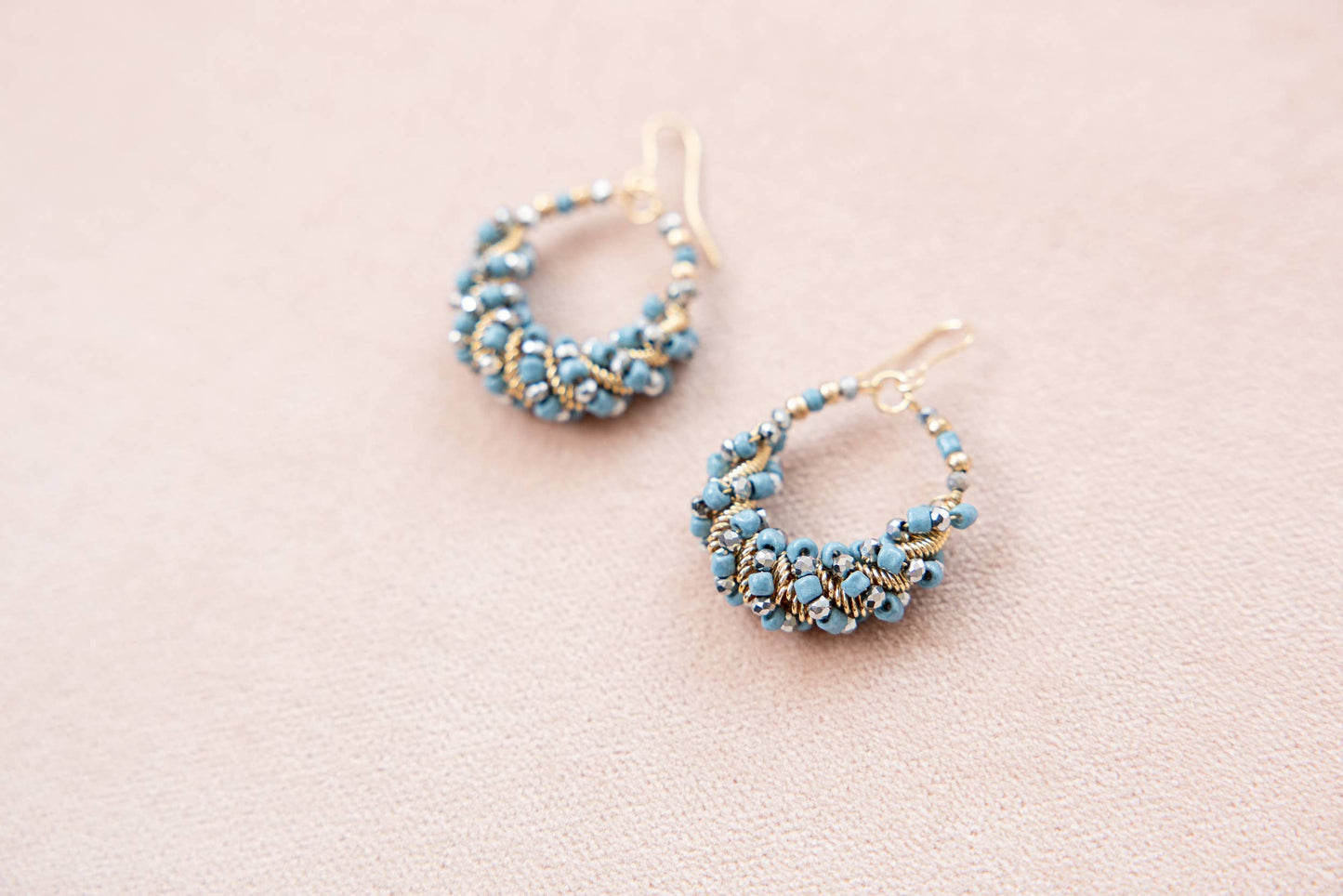 Earrings - Blue Twisted Treasure Hoops