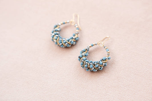 Earrings - Blue Twisted Treasure Hoops