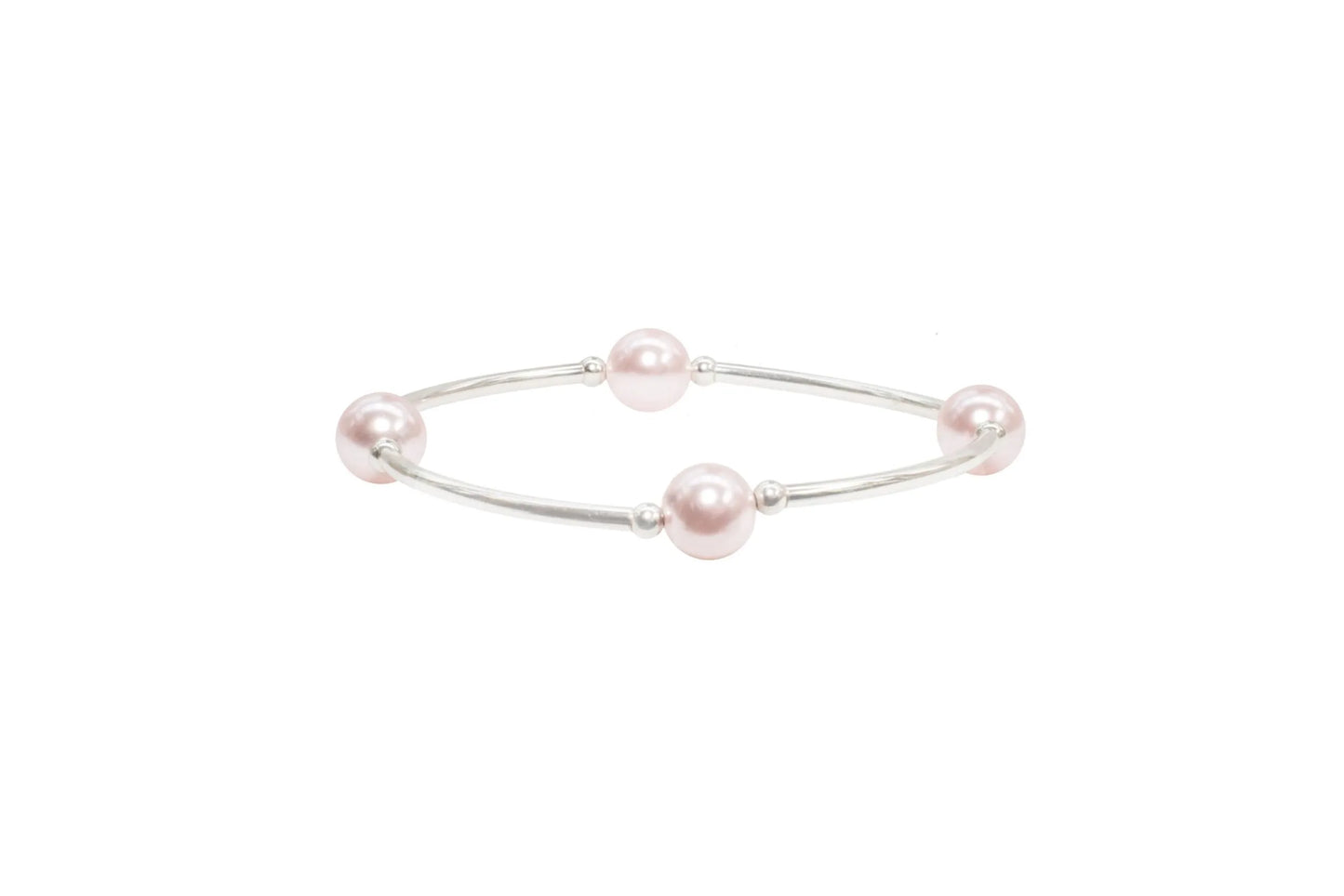 8mm Pink Pearl 6.5" Children's Size Blessing Bracelet with Sterling Silver Tubes