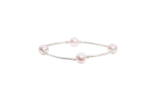 8mm Pink Pearl 5.75" Children's Size Blessing Bracelet with Sterling Silver Tubes