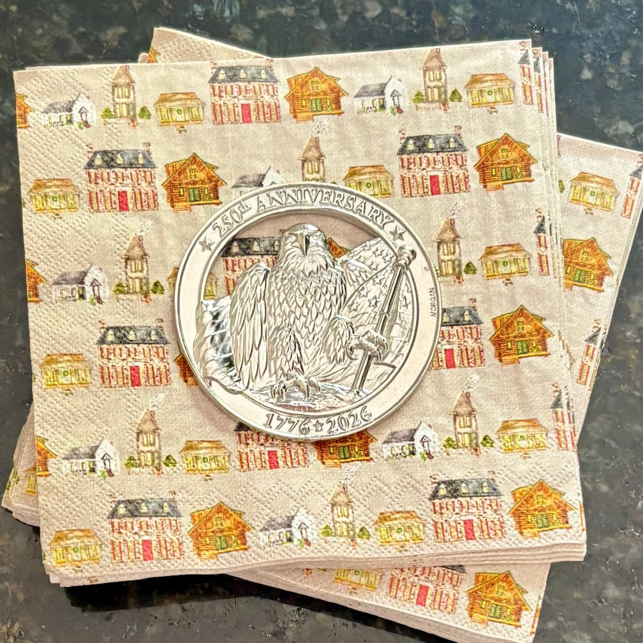 Paper/Napkin Weight - Eagle & American Flag