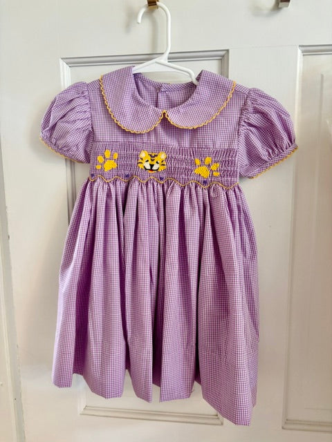 Dress - Purple Gingham & Tiger - 24 mo