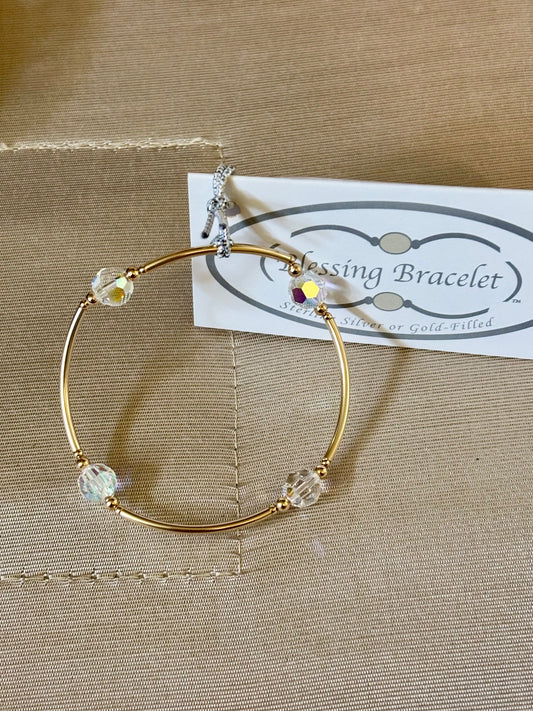 8mm Starlight Crystals Blessing Bracelet with 14k Gold Filled Tubes