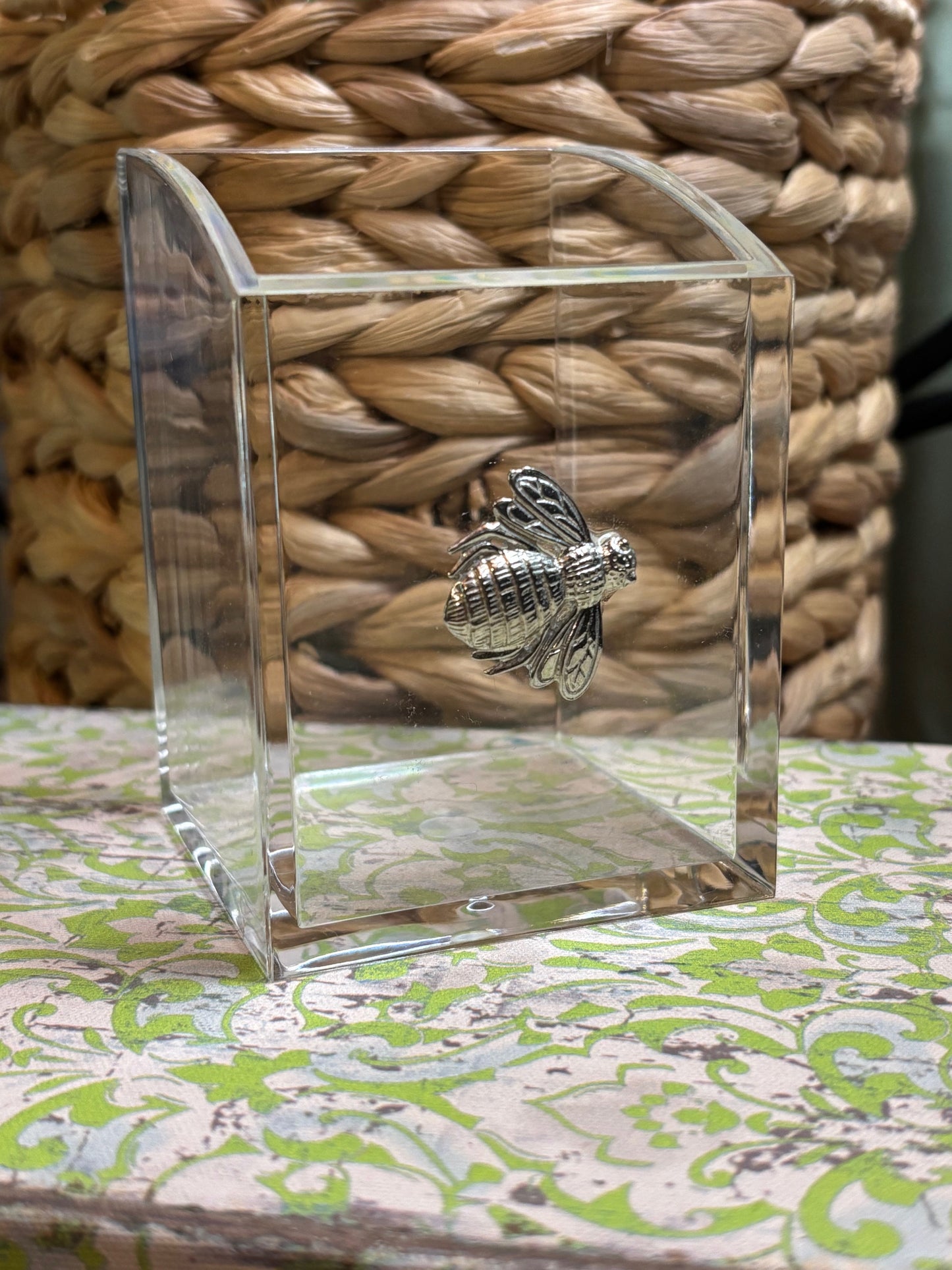 Pewter Medallion on Pencil/Make Up Holder / Assorted