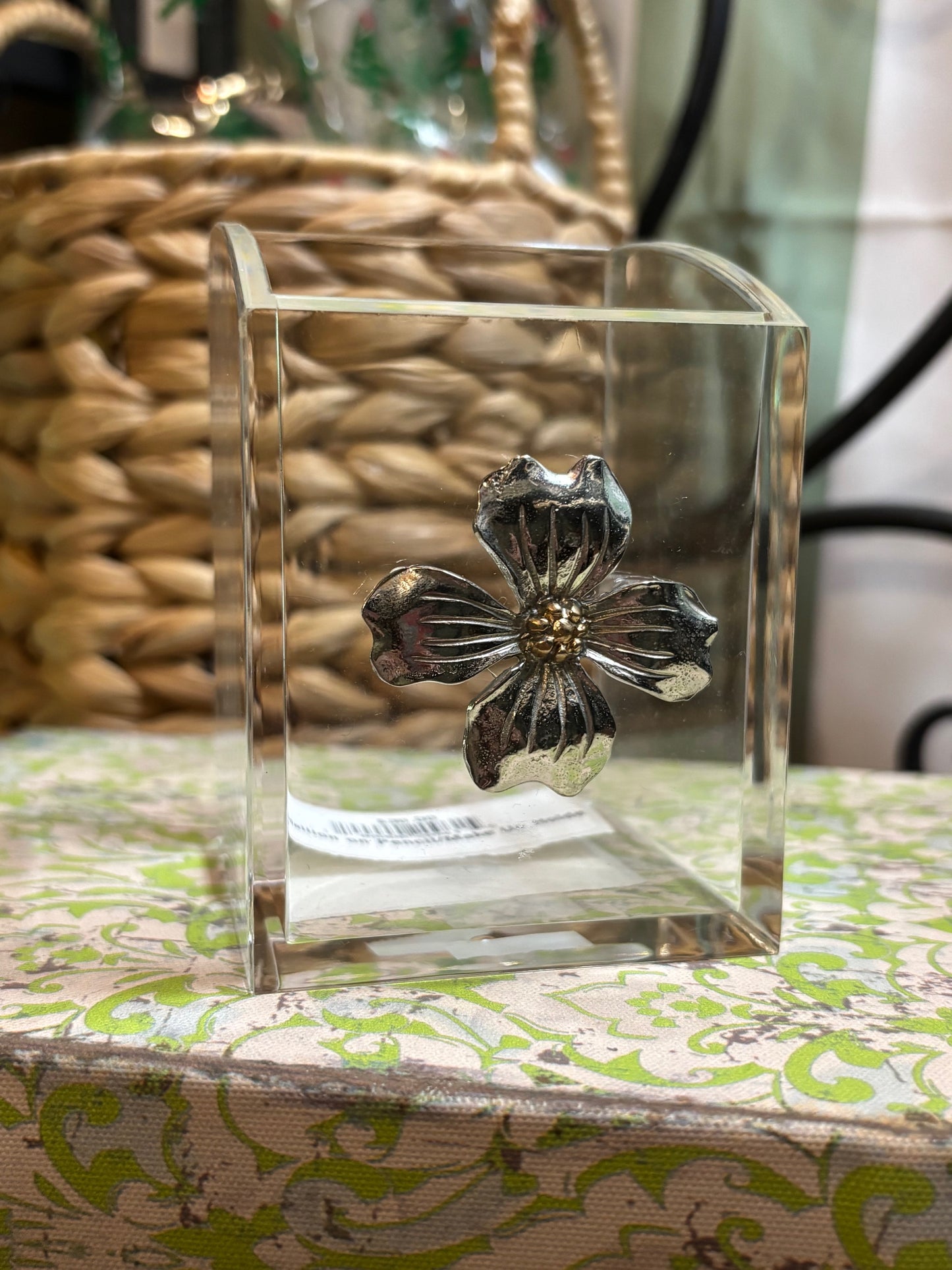 Pewter Medallion on Pencil/Make Up Holder / Assorted