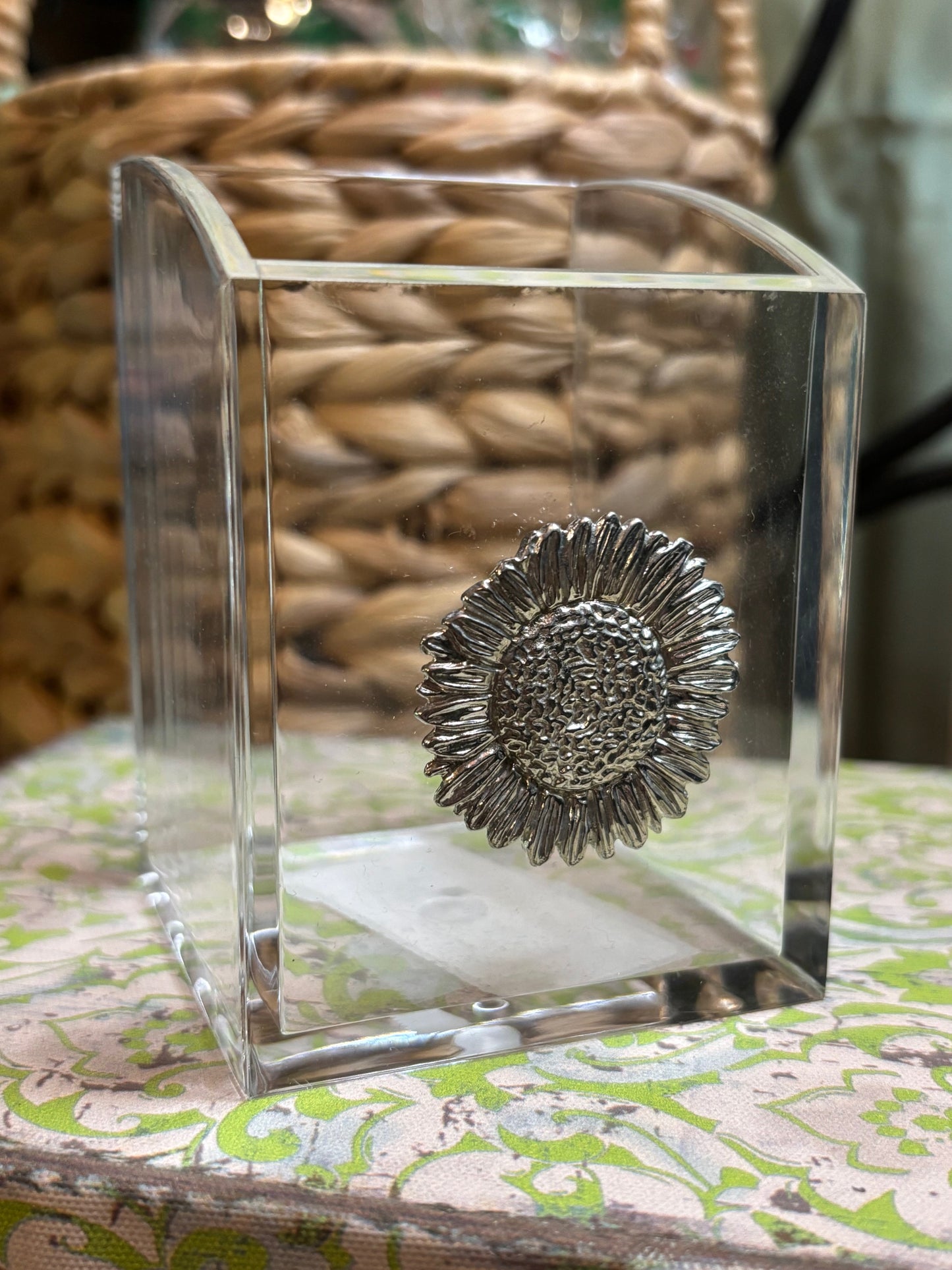 Pewter Medallion on Pencil/Make Up Holder / Assorted