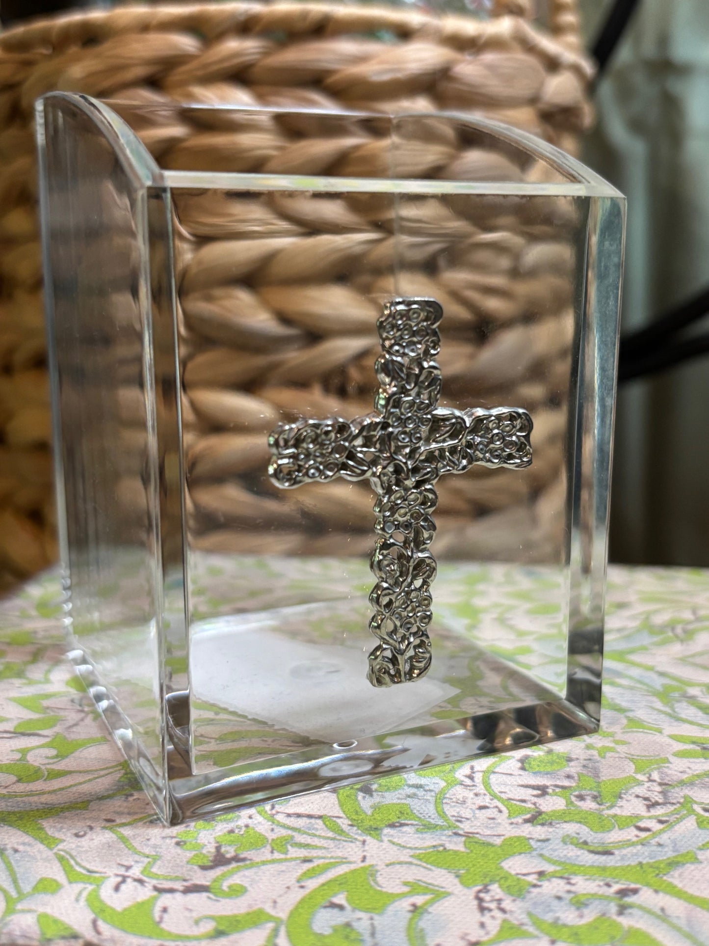 Pewter Medallion on Pencil/Make Up Holder / Assorted