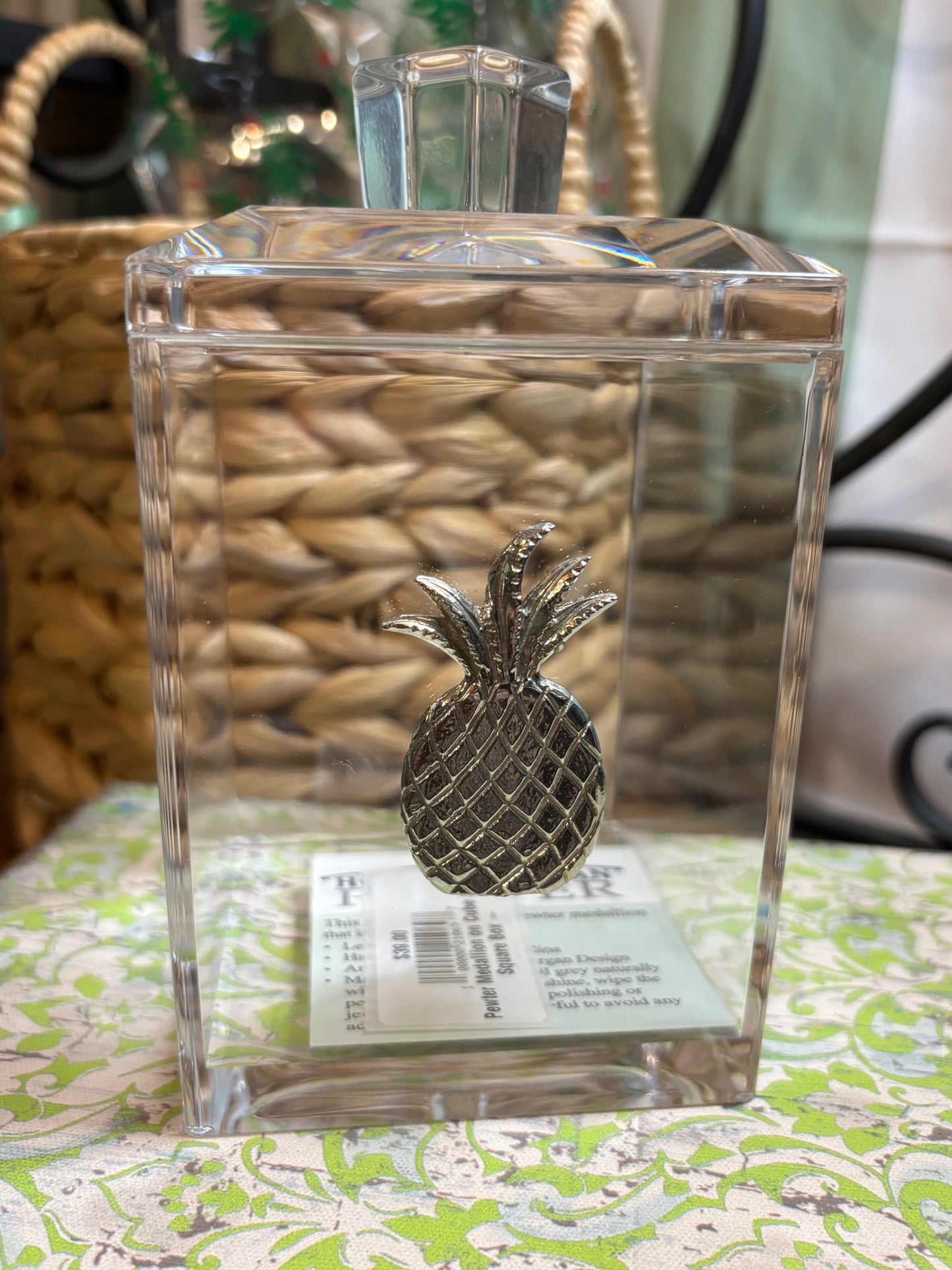 Pewter Medallion on Box with Cube Lid / Assorted