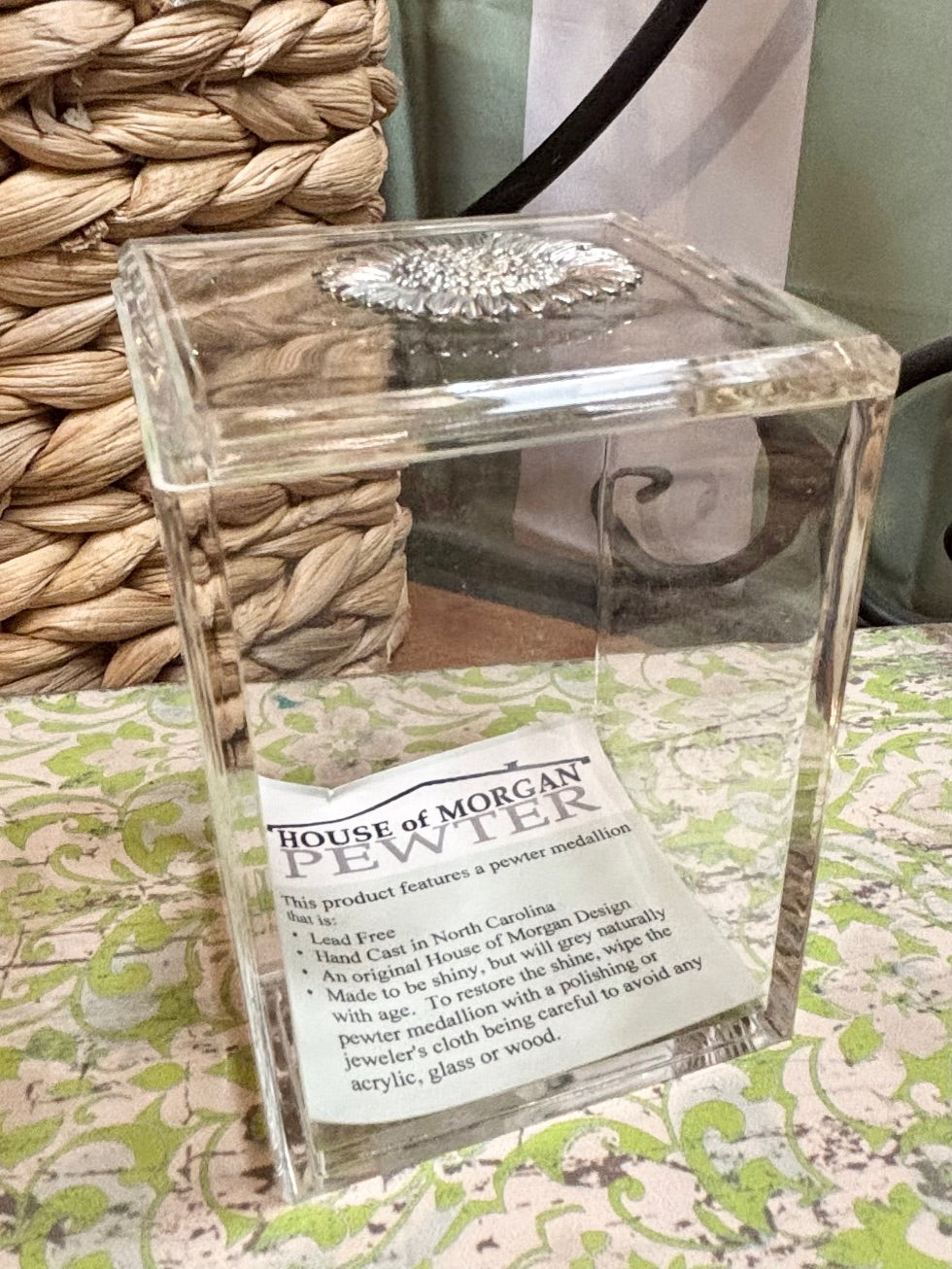 Pewter Medallion on Tall Square Box / Assorted