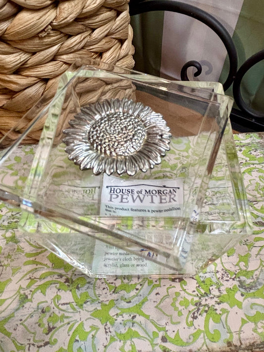 Pewter Medallion on Tall Square Box / Assorted