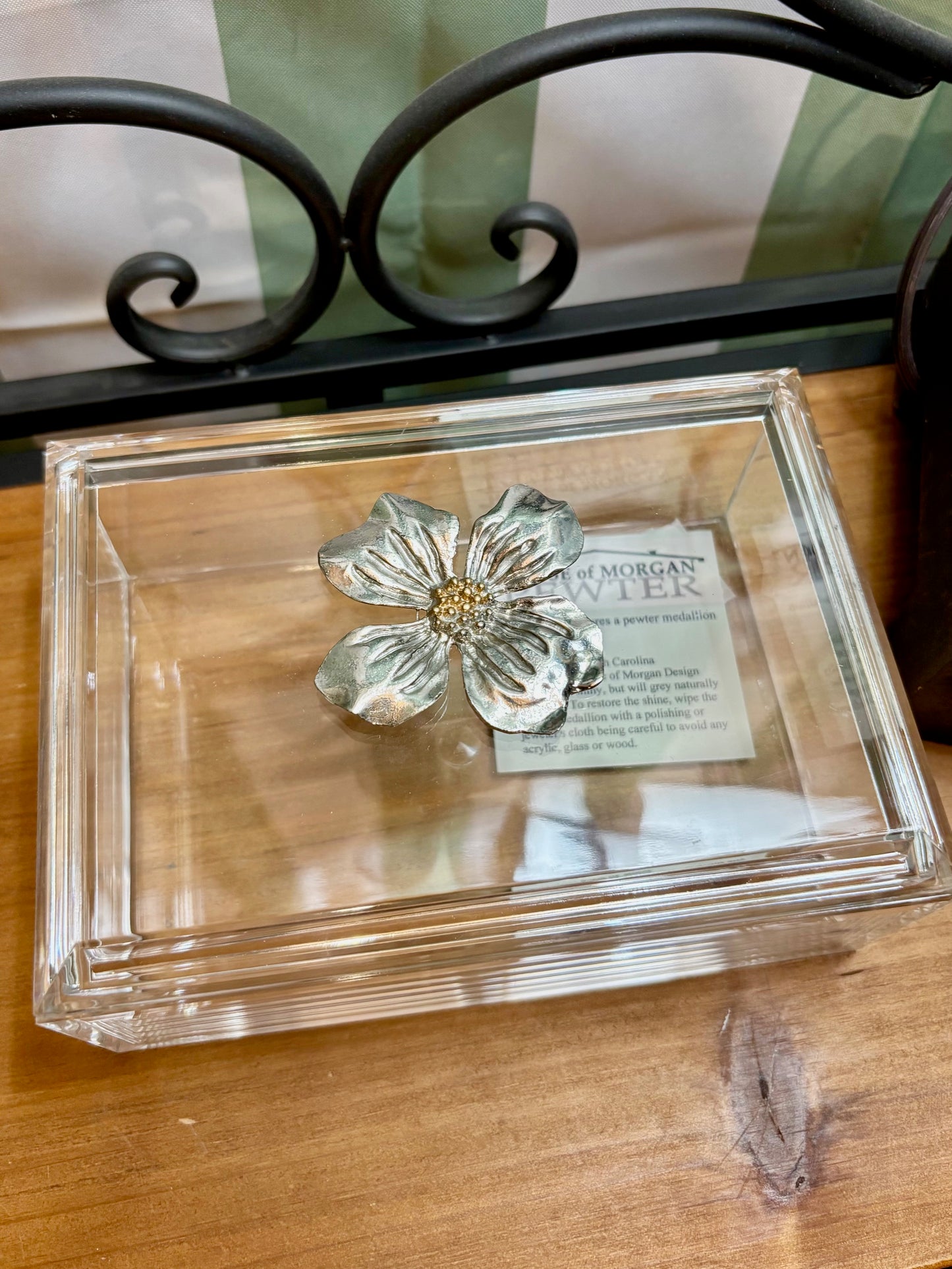 Pewter Medallion on Large Jewelry Box / Assorted