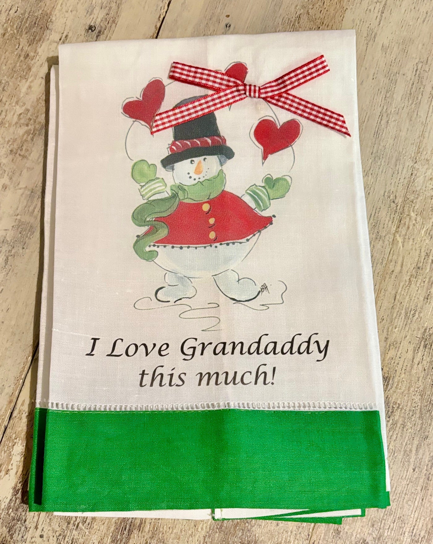 Tea Towel - I Love Grandaddy (Snowman)
