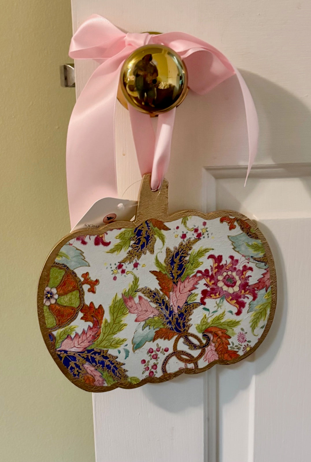 Door Hanger - Tobacco Leaf 8" Pumpkin