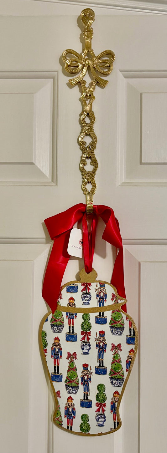 Door Hanger - Chinoiserie Nutcracker 12" Ginger Jar n