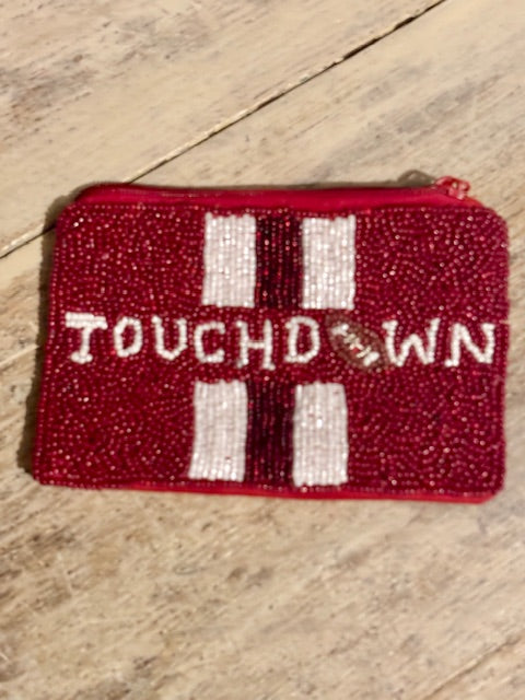 Beaded Zippered Pouch - Touchdown Crimson/Garnet