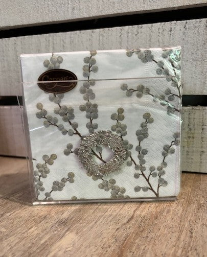 Pewter Medallion on Napkin Stand - Wreath