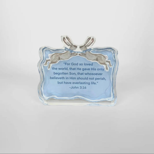Acrylic Scripture Block - Blue John 3:16