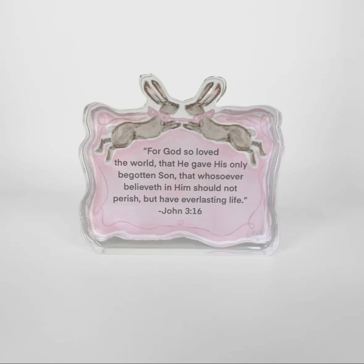 Acrylic Scripture Block - Pink John 3:16