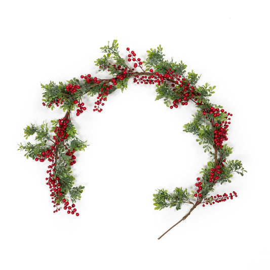 Red Berry & Boxwood Garland