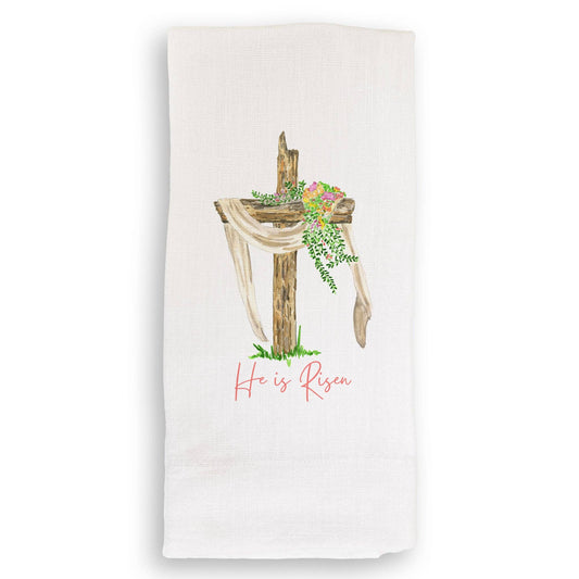Tea Towel - He is Risen Cross