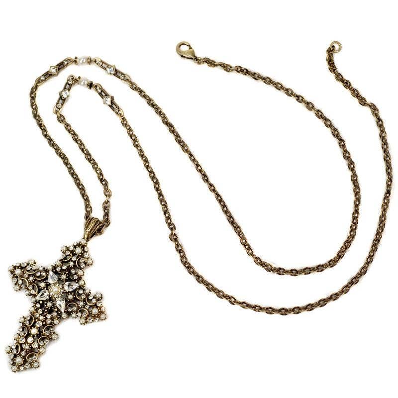 Necklace - Cross - Pearl Lace