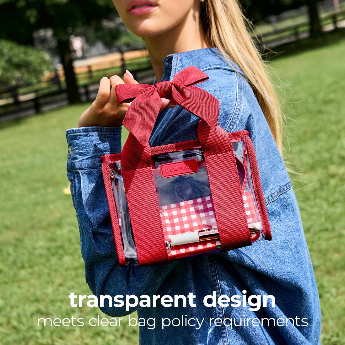 Crossbody/Handbag - Clear/Red + Bow