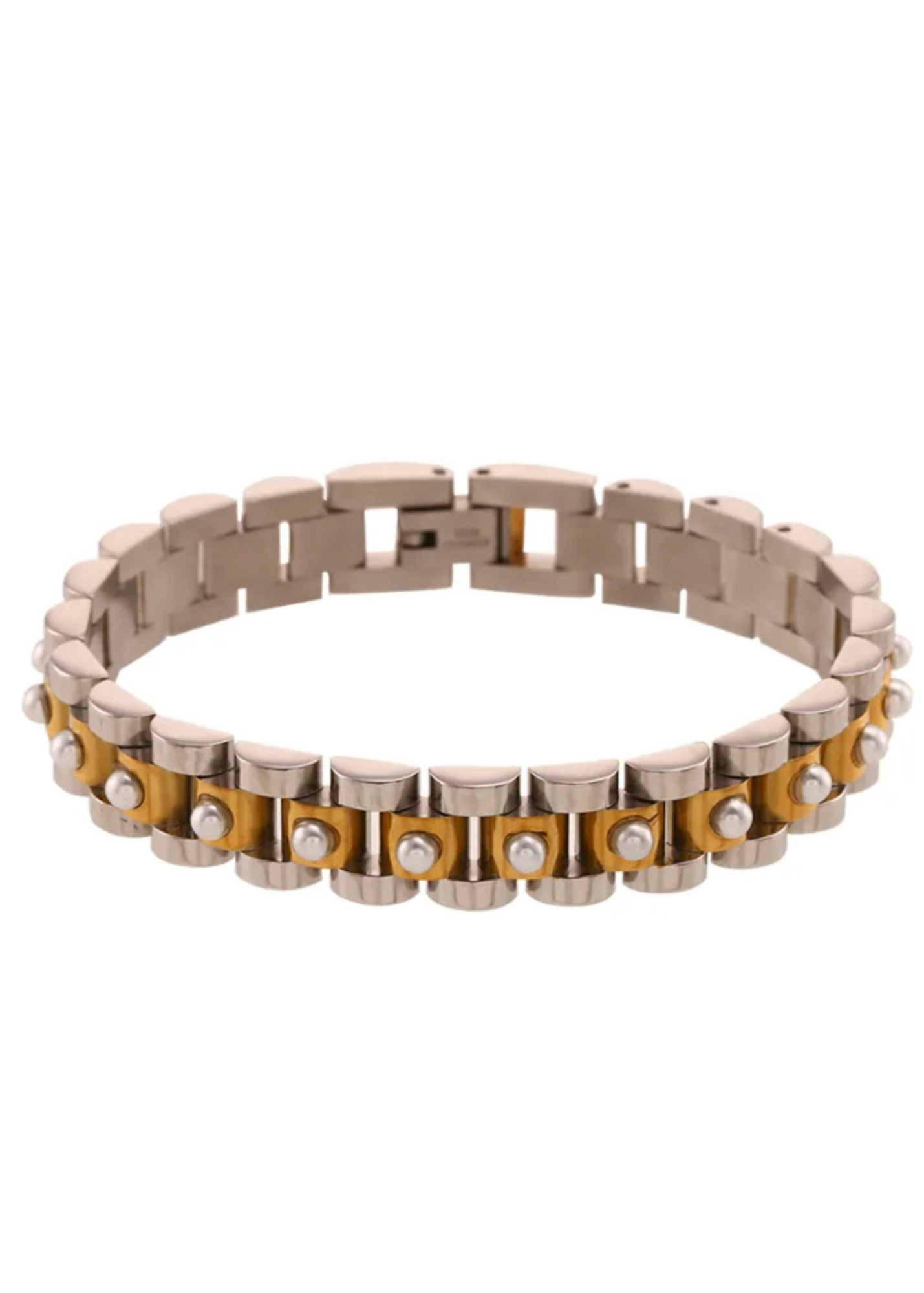 Bracelet - Two-Toned Pearl Wristwatch Chain