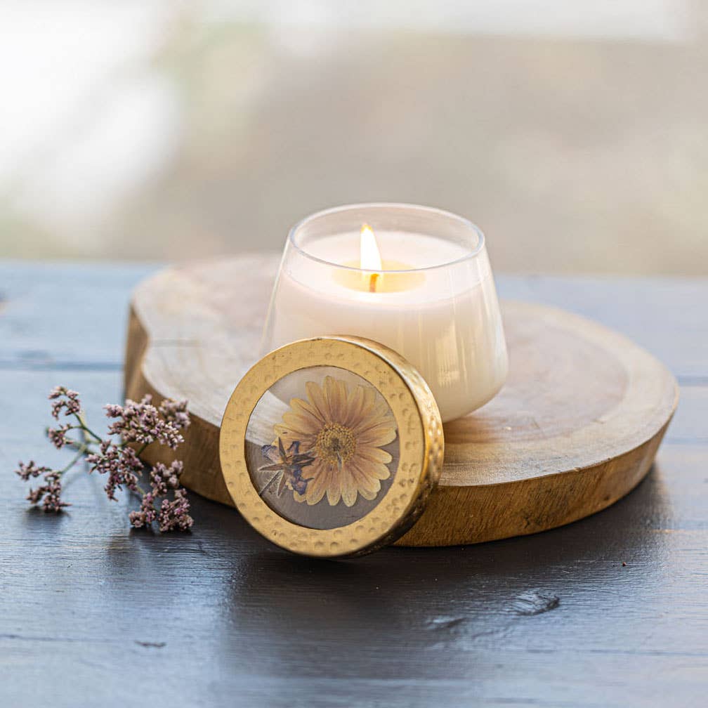 Pressed Floral Candle - Vanilla Rain - Small - Thumbnail 2