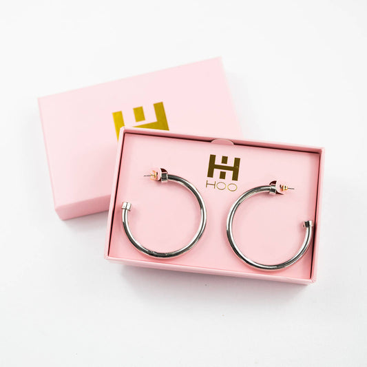 Acrylic Hoops - Silver