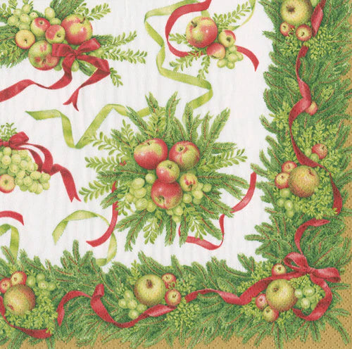 Cocktail Napkins - Apples & Greenery