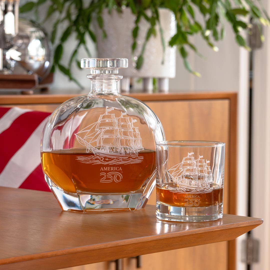 Barware - Whiskey Decanter & Rocks Glasses - Tall Ship - America250™