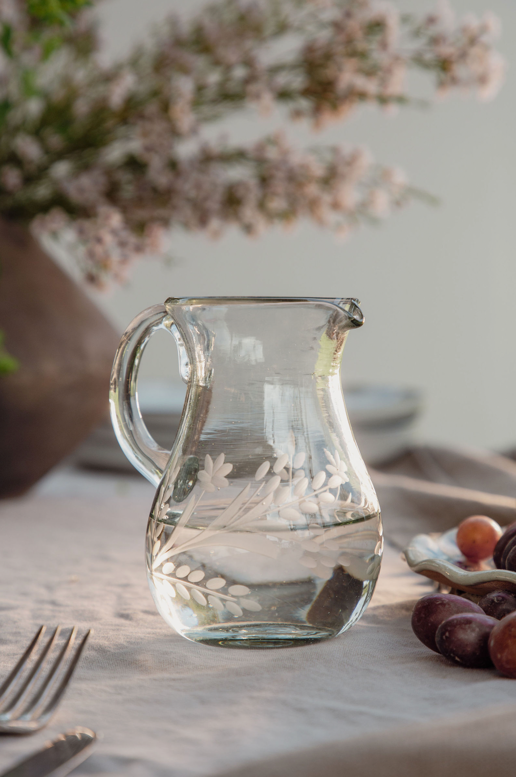 Pitcher - Hand-Etched Blown Petite Pitcher