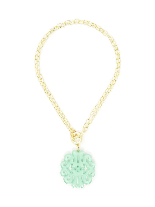 Acrylic Scroll Pendant Necklace - MINT