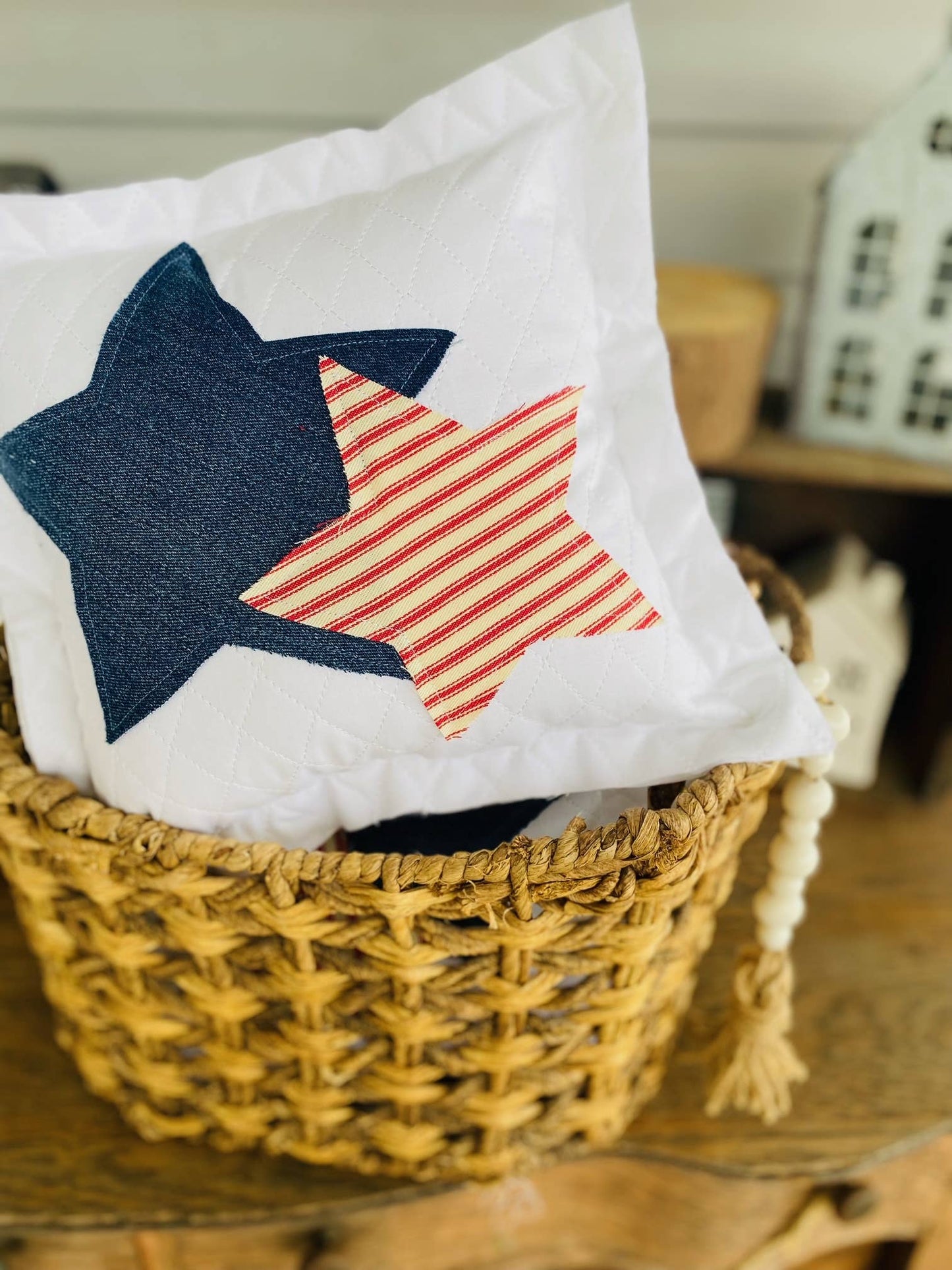Americana Pillow - Upcycled & Vintage Fabrics