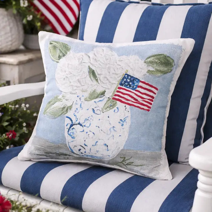Pillow - Hydrangeas & Flag