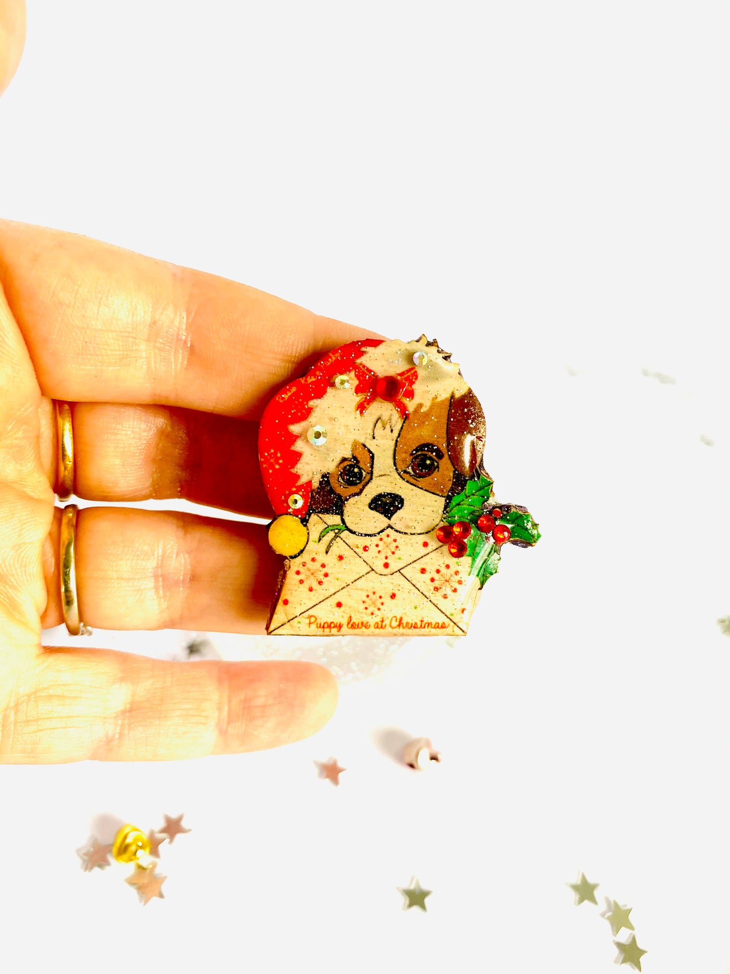 Brooch - Christmas Puppy
