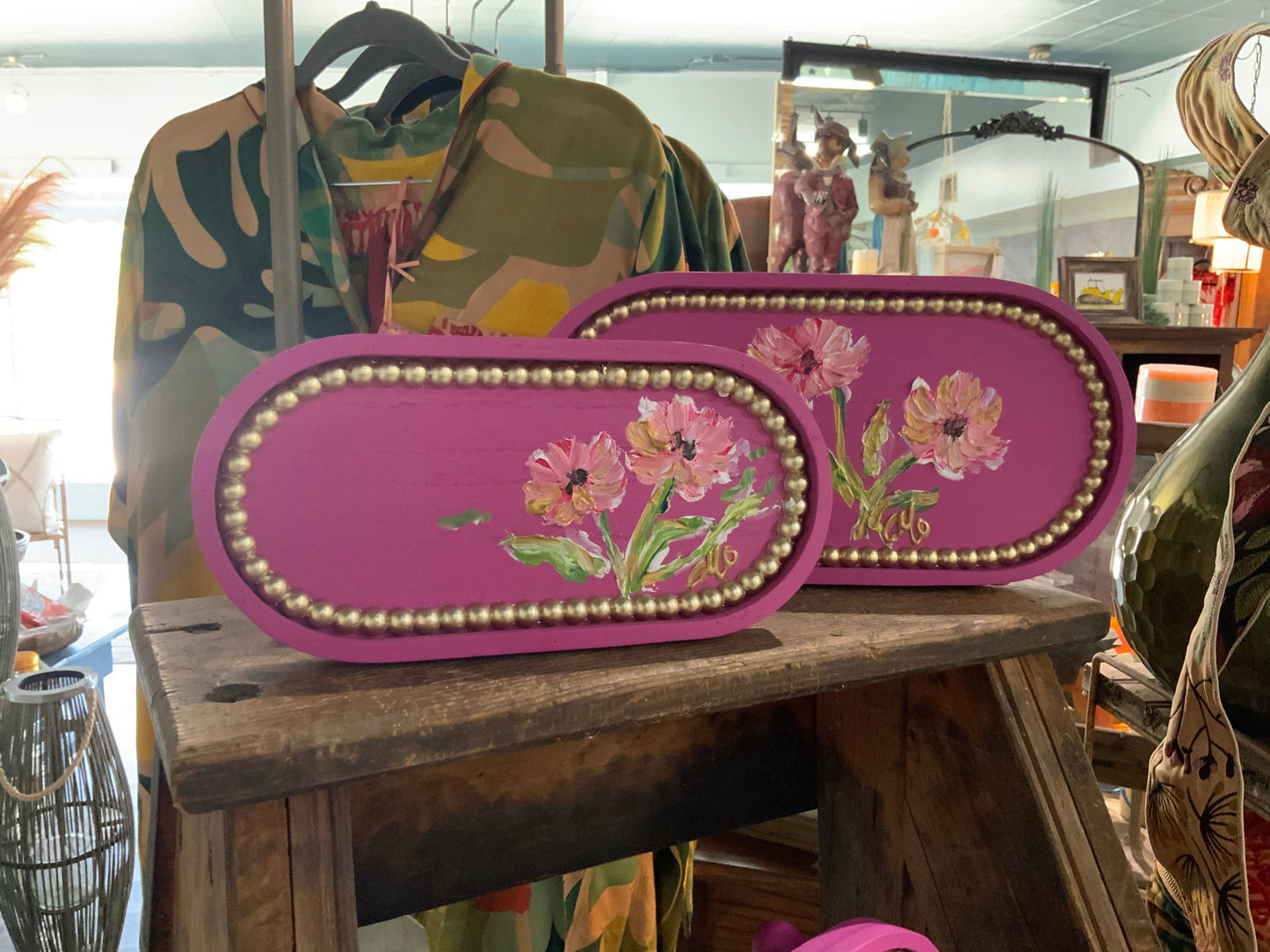 Tray - Handpainted Pink Floral