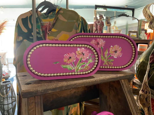 Tray - Handpainted Pink Floral