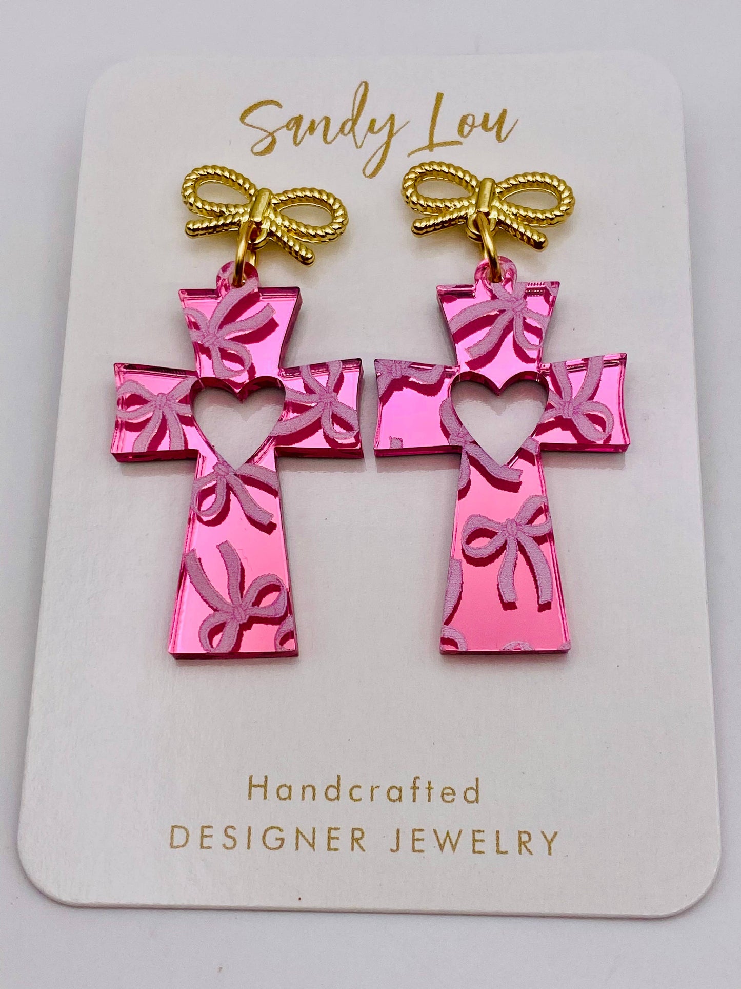 Earrings - Cross - Mirror Bows