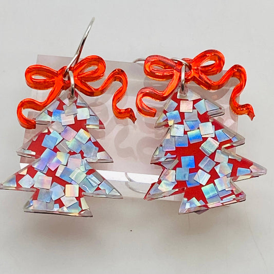 Earrings - Tree - Confetti: Red Pixie Dust