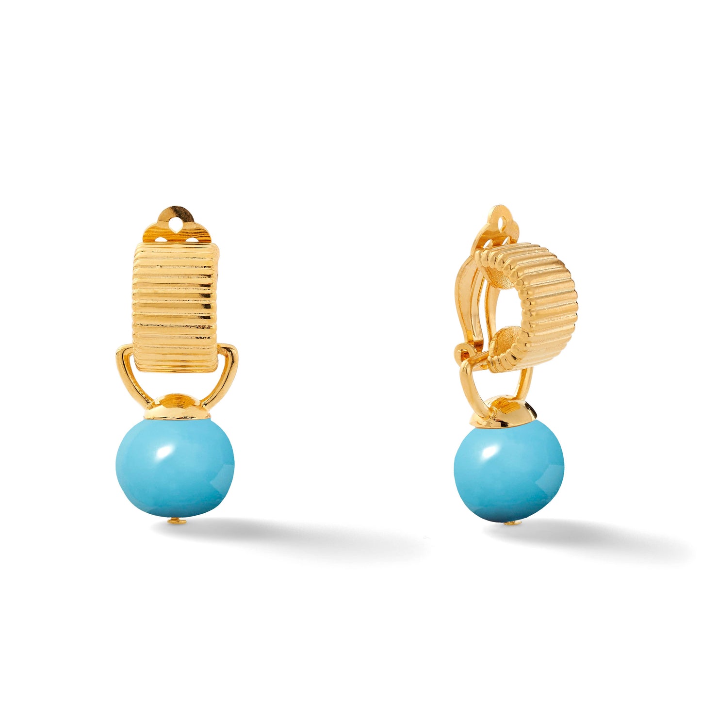 Earrings - Clip Classic Scalloped w/ Detachable Drop Pebble Pearl - White