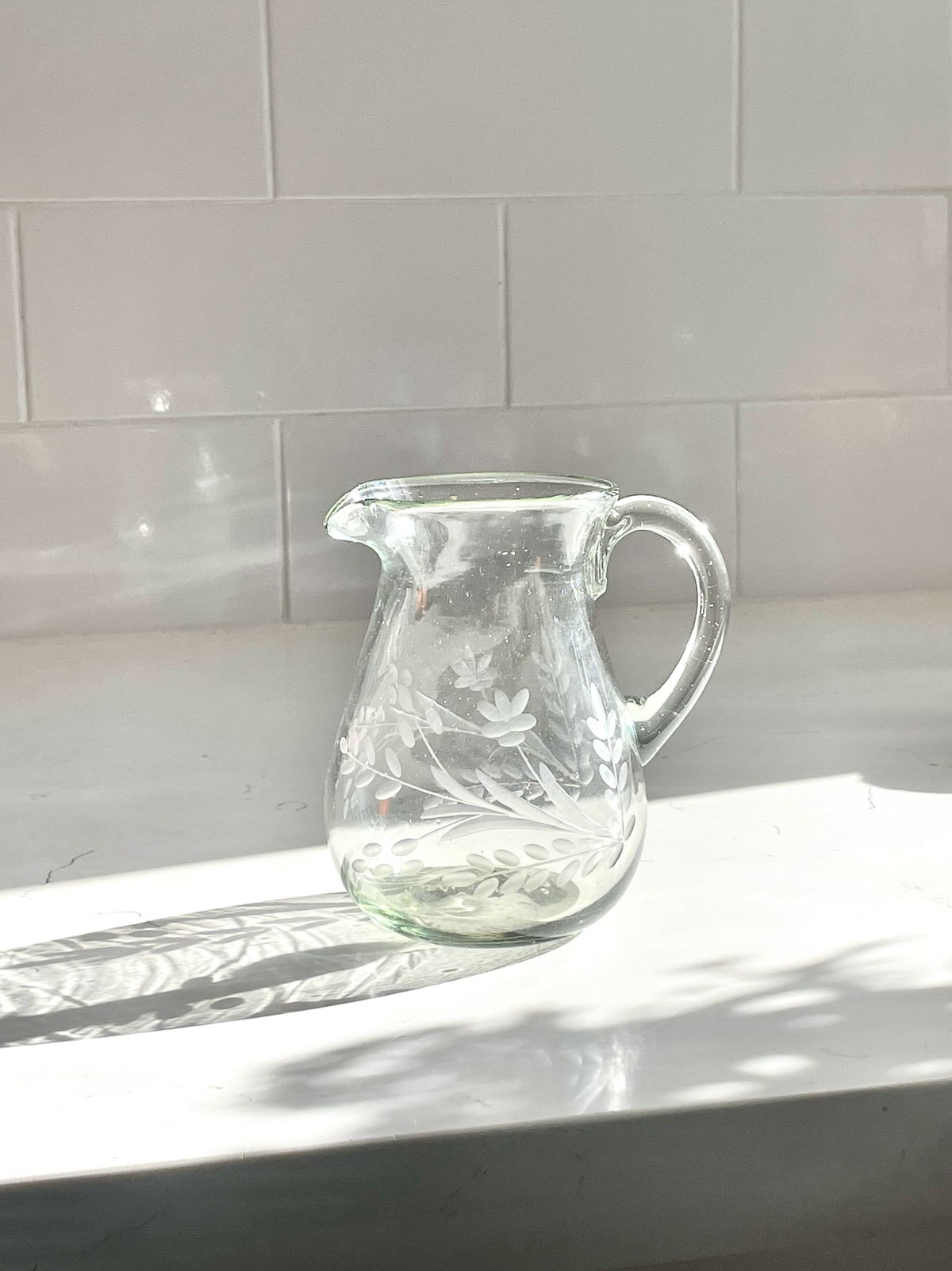 Pitcher - Hand-Etched Blown Petite Pitcher